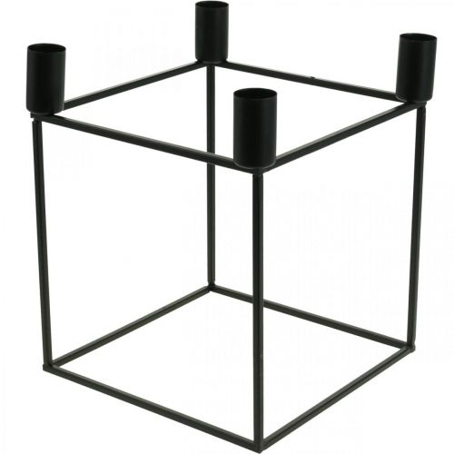 Floristik24 Lysestake Black Cube Metal Stick Lysestake 18cm