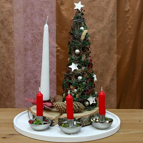 Floristik24 Lysestake for konisk lys sølv Ø8cm H5cm