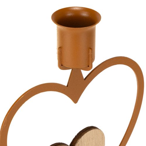 gjenstander Lysestake lys stjerne hjerte gran brun H16,5cm assortert 3stk