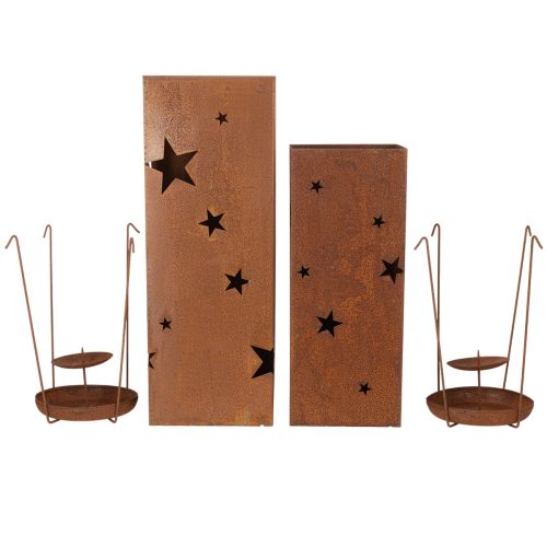 gjenstander Julelysestaker, rustikk utførelse, 40/50 cm høye, sett med 2