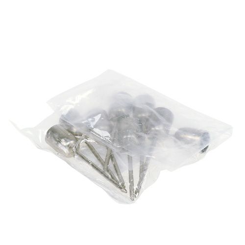 Floristik24 Lysestake til trelys sølv Ø1,2cm H7cm 8stk