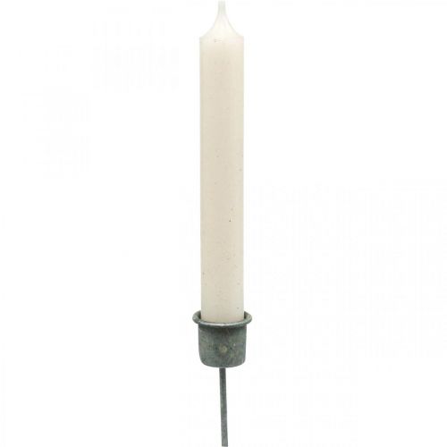 Floristik24 Plug-in lysestake Shabby Chic grå Ø3cm H8,5cm 8 stk