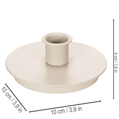 Runde kremfargede lysholdere til spisslys, borddekorasjon, 10 cm, 2 stk. | Floristik24.no