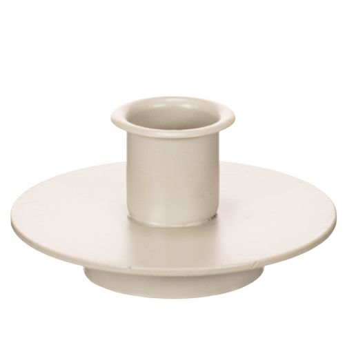 Metalllysestake i matt beige, liten lysestake for spisslys, 8 cm, 3 stk.