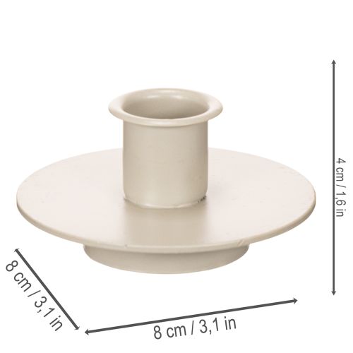Metalllysestake i matt beige, liten lysestake for spisslys, 8 cm, 3 stk. | Floristik24.no
