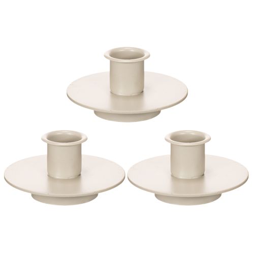 Metalllysestake i matt beige, liten lysestake for spisslys, 8 cm, 3 stk. | Floristik24.no