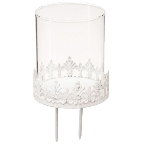 Floristik24 Lysholder med torne telysholder hvit H8cm 4 stk