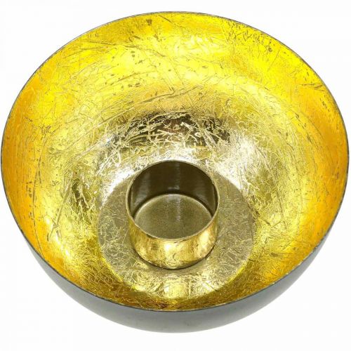 Floristik24 Lysestake Sort Gull Julepynt Ø13cm H6,5cm