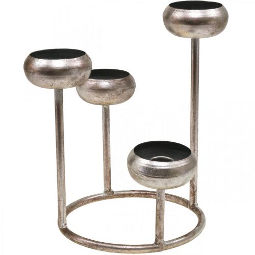 Floristik24 Lysestak antikk lysestake sølv 4 flammer Ø19cm