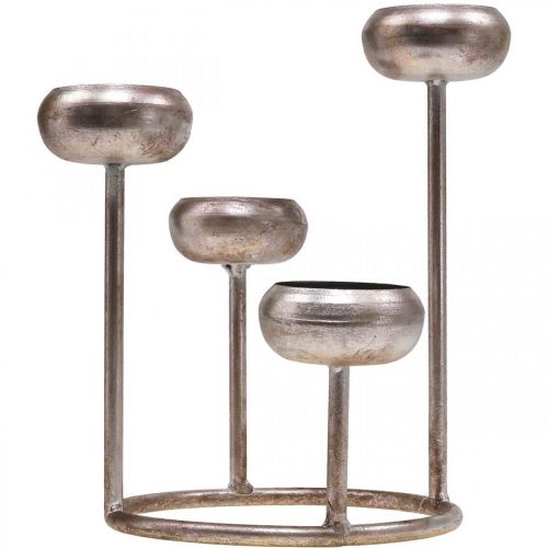 Floristik24 Lysestak antikk lysestake sølv 4 flammer Ø19cm