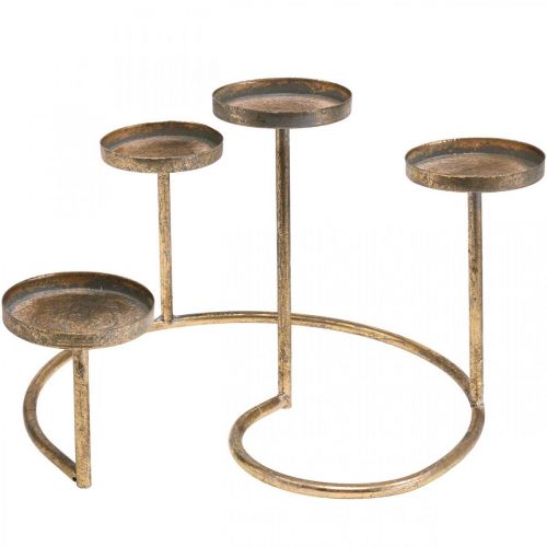 Lysestake Gylden telysholder Vintage 4-flamme Ø28cm