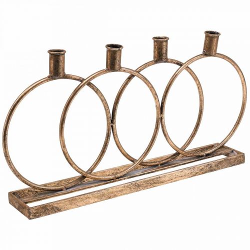 Lysholder pinne lysestake vintage 4-flamme gylden L45cm