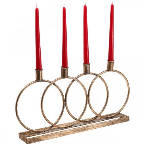 Floristik24 Lysholder pinne lysestake vintage 4-flamme gylden L45cm