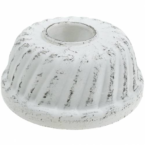 gjenstander Lysestake Bundt kakeform Shabby Chic hvit Ø7,2 cm H3 cm 2 stk
