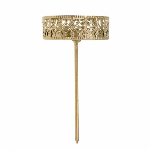 gjenstander Filigran lysestake for plugging gylden Ø6,4cm H12,5cm 4 stk antikk look