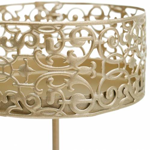 Floristik24 Blomsterlysestaker for plugging gylden Ø8,8cm H13,7cm 4 stk antikk look