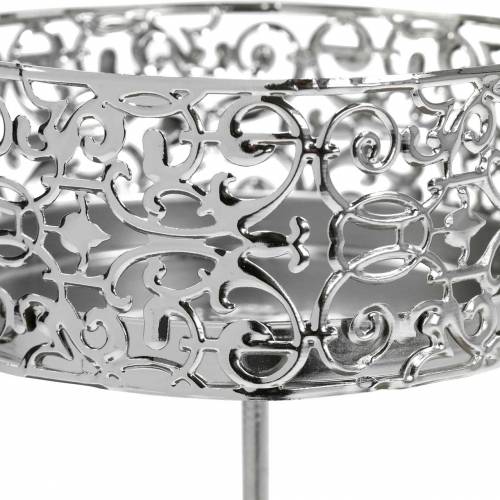 gjenstander Blomsterlysholdere for plugging i sølv Ø8,8cm H13,7cm 4 stk antikk look