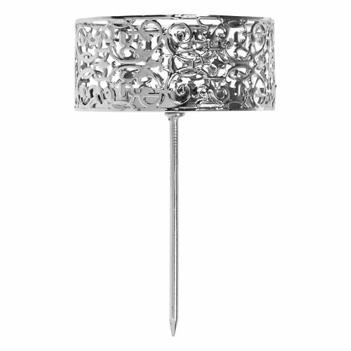 gjenstander Blomsterlysholdere for plugging i sølv Ø8,8cm H13,7cm 4 stk antikk look