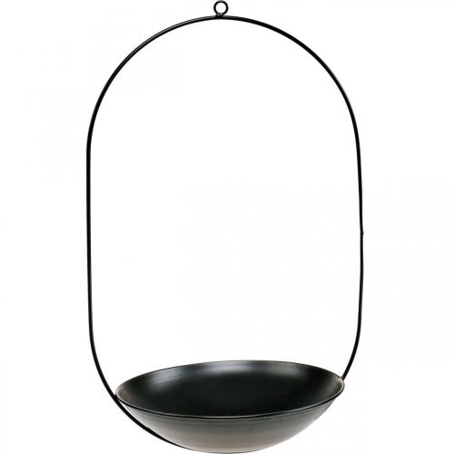 gjenstander Dekorativ bolle for å henge svartmetallring Scandi dekorasjon 28 × 54cm