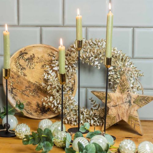 Floristik24 Metalllysestake, lysestake gull / sort H24,5cm Ø2,2cm