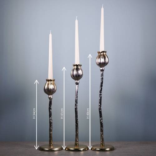 Floristik24 Lysestake valmue blomstre champagne H49cm