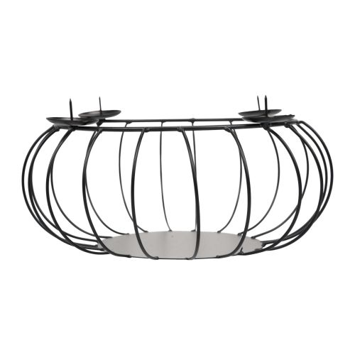 Floristik24 Lysholder sort metall Adventskrans metallskål Ø25cm