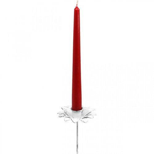 Floristik24 Lysestak blomst metall lysestake til pinne Hvit Shabby Ø9cm