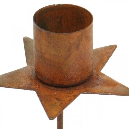 gjenstander Stjernelysestake til oppklistring, rustbelagt adventsdekorasjon, 6 cm, 4 stk.