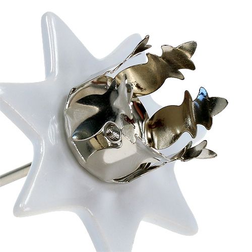 gjenstander Lysestake stjerne hvit-sølv Ø6cm 4stk