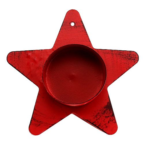 gjenstander Lysestake stjerneform for telys 10x7cm rød