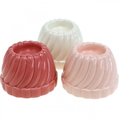 Floristik24 Gugelhupf telysholder, borddekorasjon, lysestake bakeform, dekorativ kake H7cm 3stk