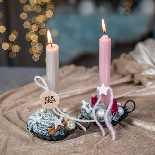 gjenstander Lysestake sort Lysestake metall borddekorasjon Ø9,5cm H3cm