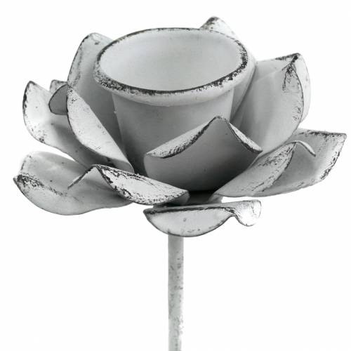 Floristik24 Lysestake blomst til pinne hvit metall Ø6×10cm