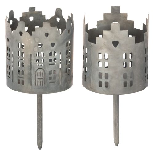 Telysholder og lysholder med pigg, husdesign, 6 cm, 2 stk. kjøpe | Floristik24.no