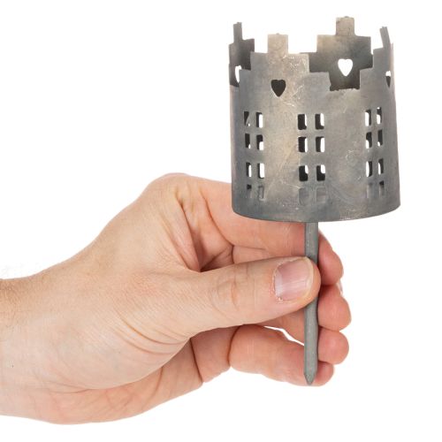 Telysholder og lysholder med pigg, husdesign, 6 cm, 2 stk. | Floristik24.no