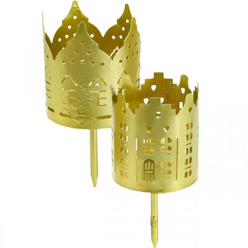 gjenstander Lysholder city gull telysholder metall Ø6,5cm 4stk