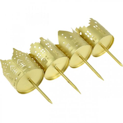 Floristik24 Lysholder city gull telysholder metall Ø6,5cm 4stk