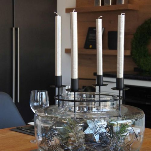 gjenstander Lysringstang lys lysestake sort Ø28cm H11cm