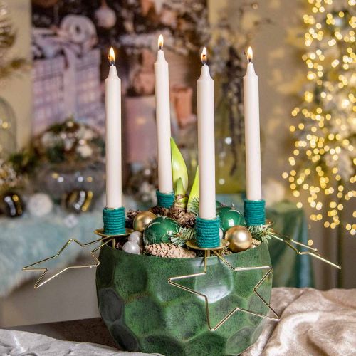 Floristik24 Lysring pinne lys lysholder gull Ø33,5cm H11cm 2stk