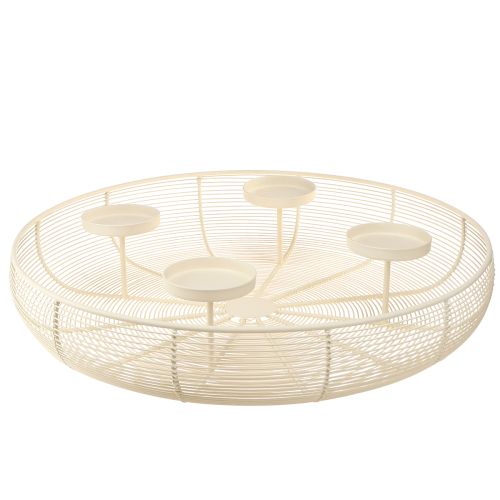 Floristik24 Lyseskål, lysestake, 4 kubelys, kremfarget, Ø45 cm