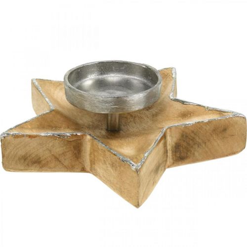 Floristik24 Lysestake, bordpynt jul, lysestake stjerne H7cm Ø20cm/6,5cm