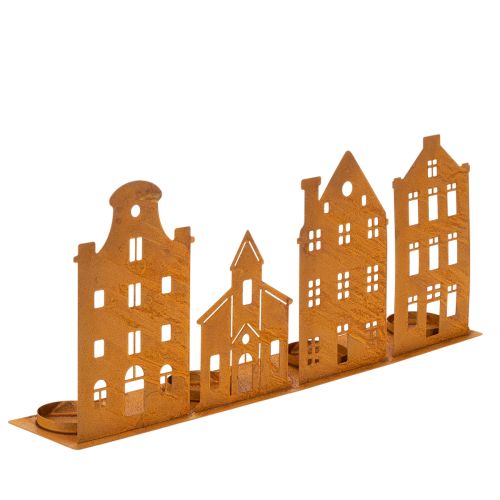 Lysestake Julelys Dekorasjon Hus Rust 52×12cm kjøpe | Floristik24.no