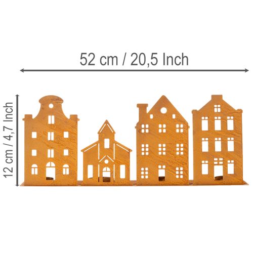 Lysestake Julelys Dekorasjon Hus Rust 52×12cm | Floristik24.no