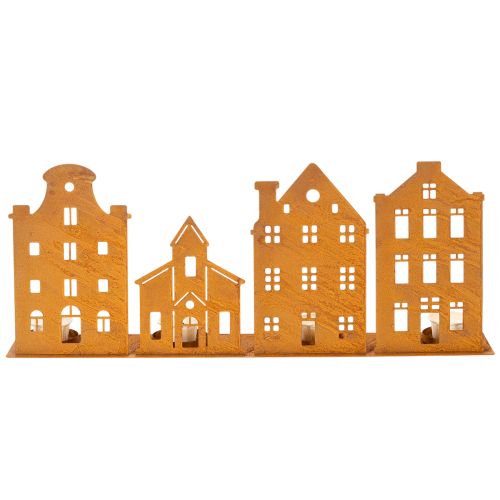 Lysestake Julelys Dekorasjon Hus Rust 52×12cm | Floristik24.no