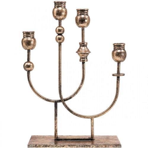 Floristik24 Lysestake Gylden Lysestake Vintage 4-flamme H39cm