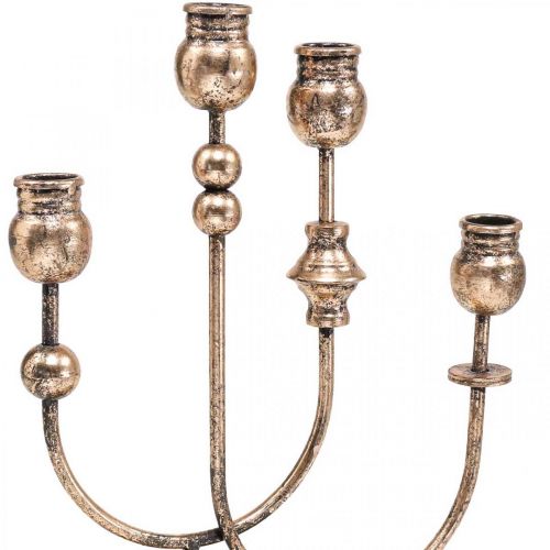 Floristik24 Lysestake Gylden Lysestake Vintage 4-flamme H39cm