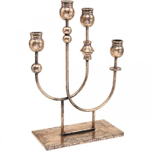 Floristik24 Lysestake Gylden Lysestake Vintage 4-flamme H39cm