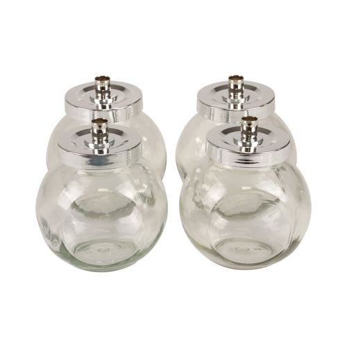 gjenstander Lysestake glass metall lysestake sølv Ø10,5cm 4 stk