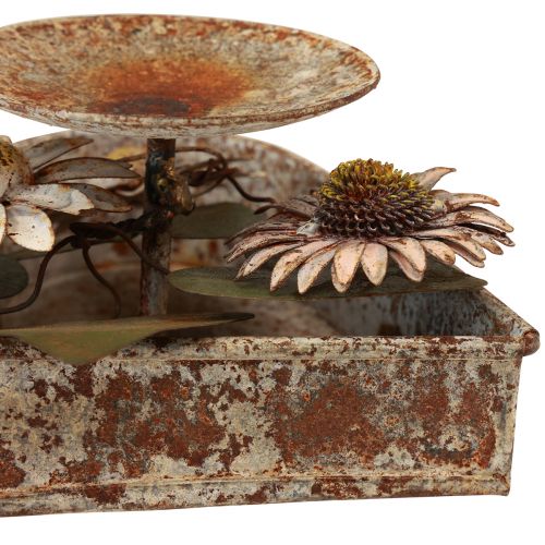 gjenstander Lysestake metallhjerte med blomster telysholder vintage rust 14×13cm