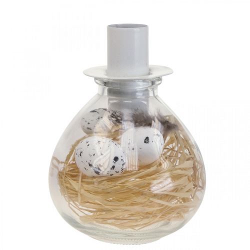 Floristik24 Lysestak Hvit Lysestake Glass Påskepynt H11cm